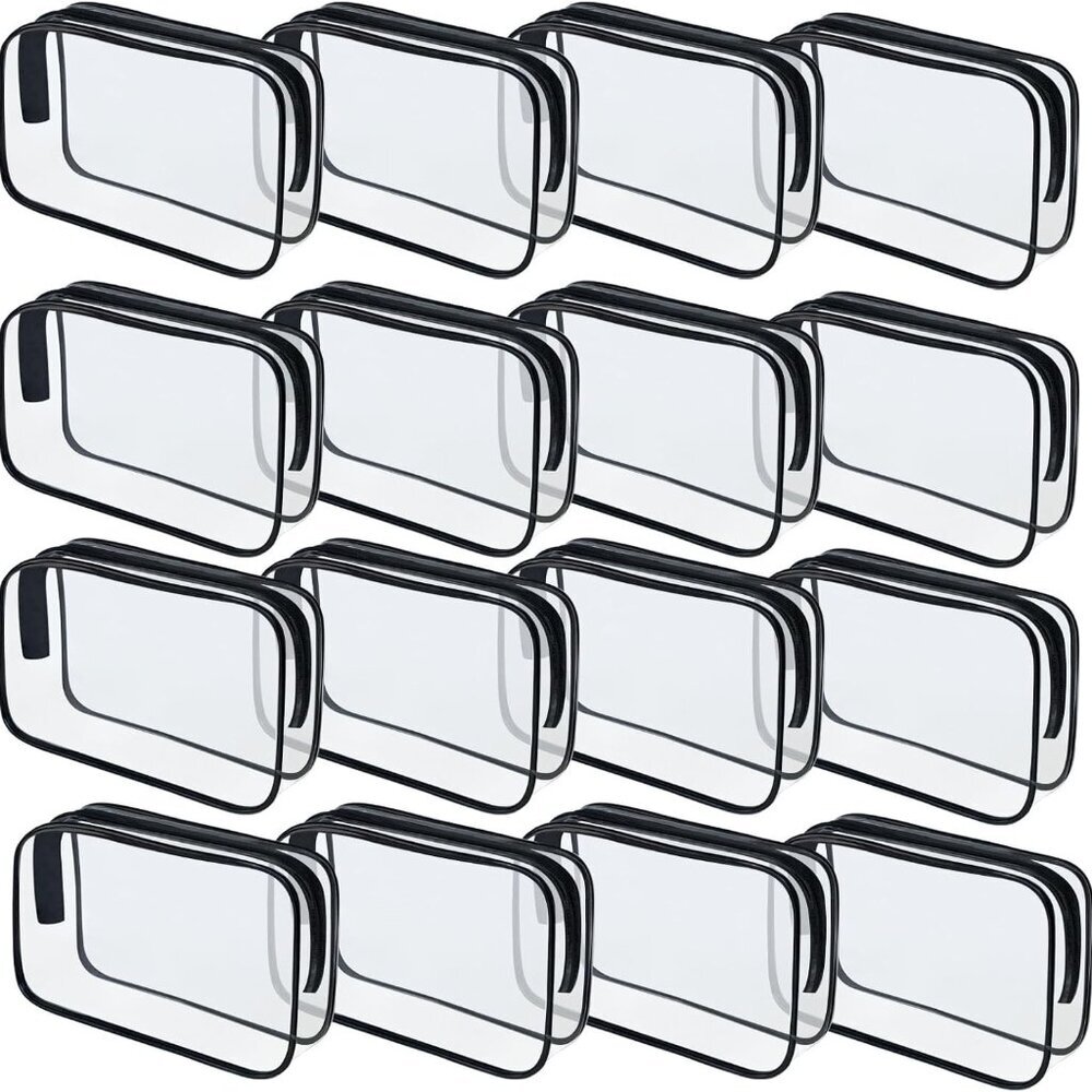 16 Pieces Clear Makeup Bags Bulk, Tsa Approved Toiletry Bag For Travel, Pvc Wate
